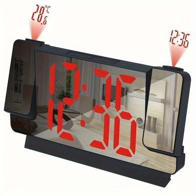 Double Projection Clock LED Clock Alarm Clock Digital Clock 12/24H Student Clock