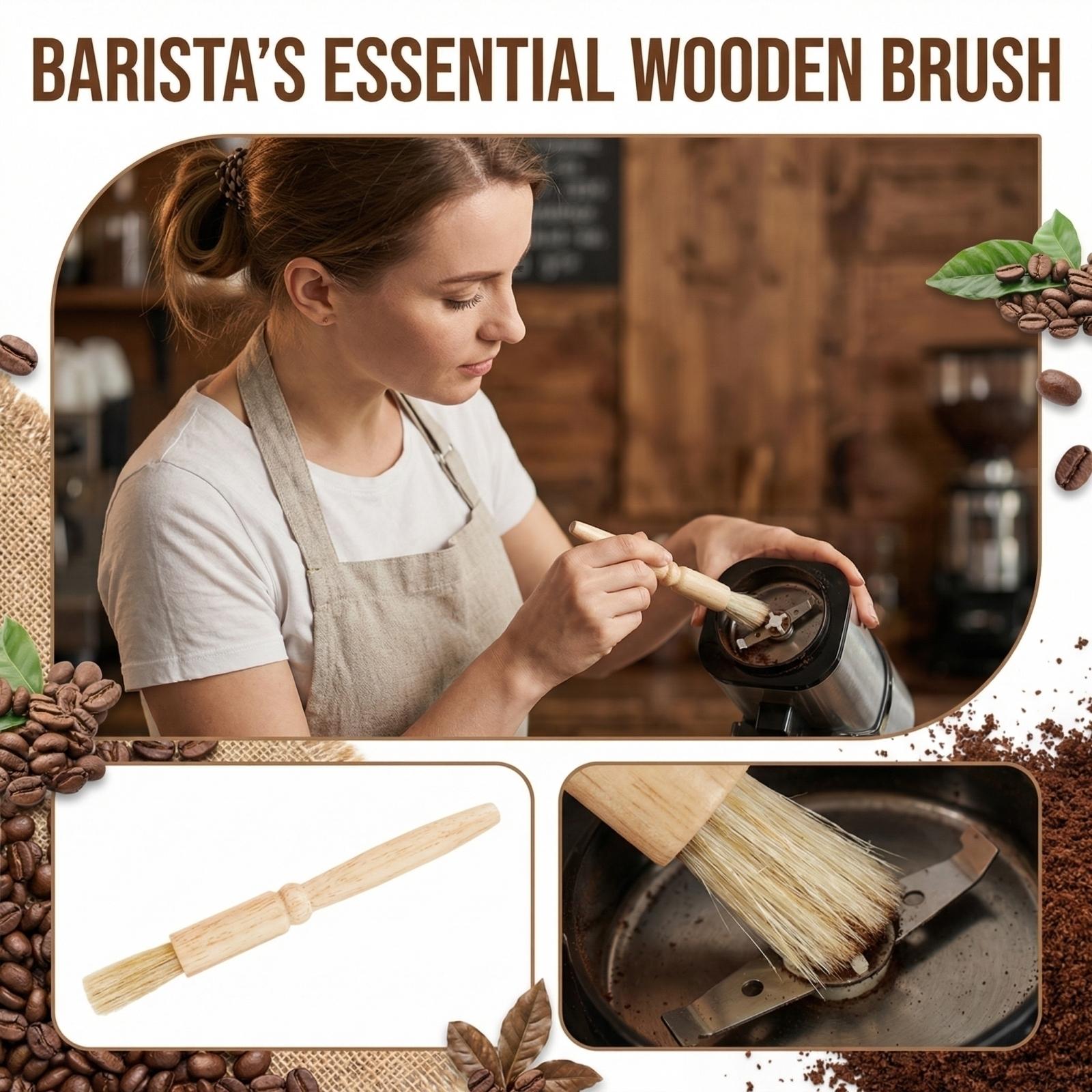 1PCS Wooden Coffee Coarse Handle Brush One Size