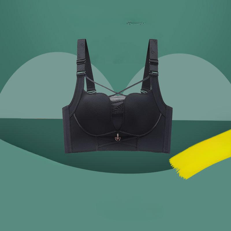 

Front Cross Bra Women s Underwear No Steel Ring Gathered Bra Gathered Bra Double Breast Anti Sagging No Trace Bra Large Size Thin Adjustable Sexy Bra 34/75C чорний