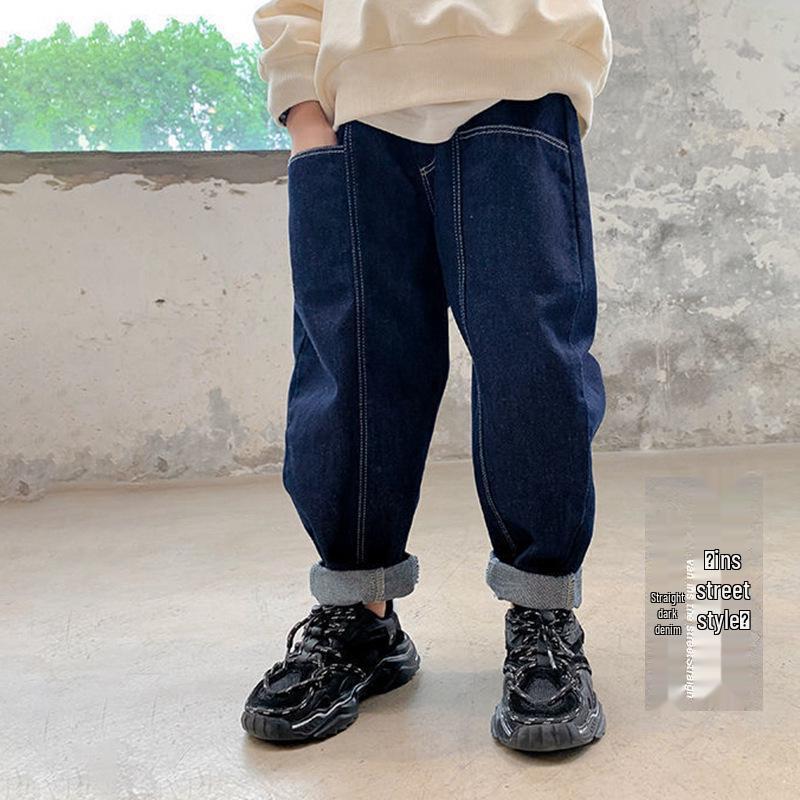 

Thickened Boys Jeans: Spring & Autumn, Plus Velvet, Loose Fit, Korean Dad Style 170 (For Height 165cm)