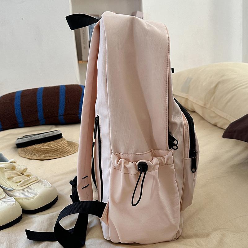 Simple Bow Decoration Backpack Cute Casual Large Capacity Multi Pocket Backpack Student Backpack Fashionable Women's Backpack
