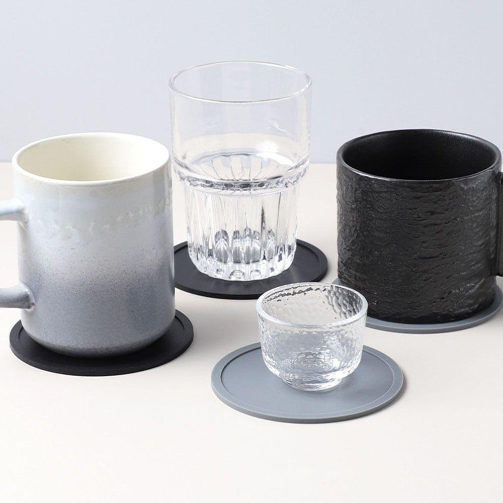 12Pcs 10cm Diameter Silicone Coasters Heat Resistant Cup Mats Drink Coasters  Office Use