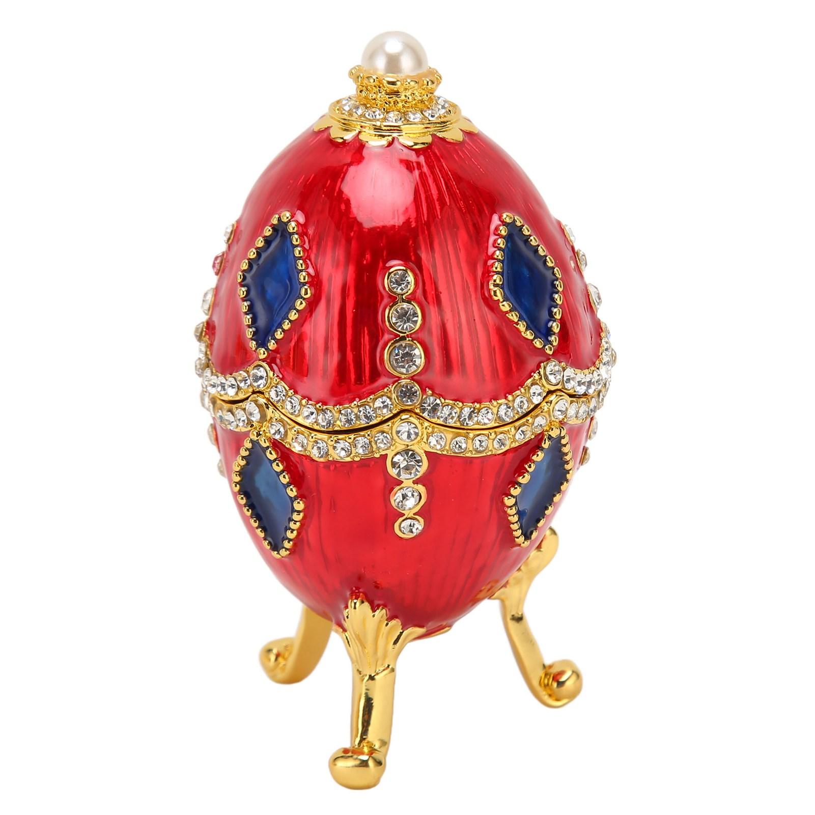 

Яйцевидные шкатулки для мелочей с инкрустацией стразами, изысканные шкатулки для драгоценностей и мелочей для художественной коллекции, украшения дома