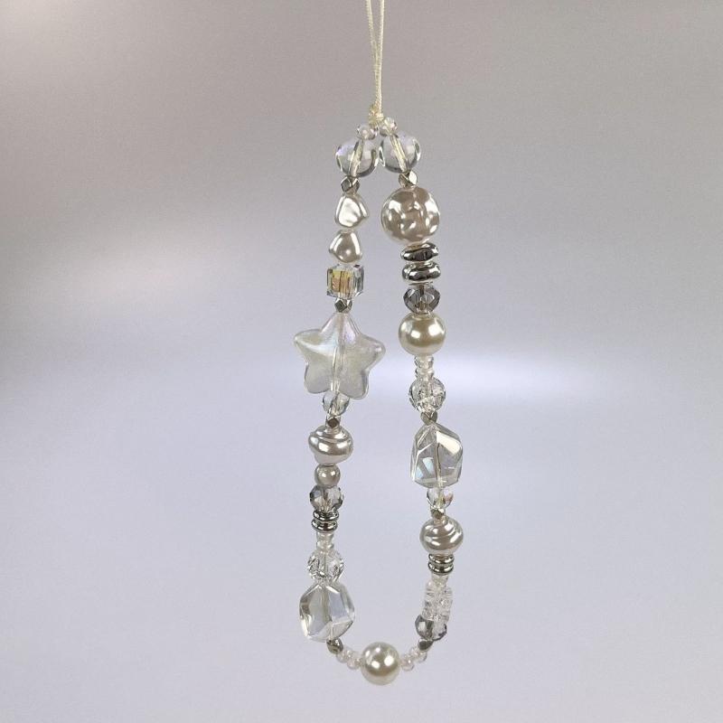 Elegant Acrylic Beaded Keychain Pendant Mobile Phone Chain Straps Fashion Cellphone Rope Women Telephone Lanyard Jewelry