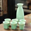 Plum Green Ceramic Liquor Set with 6 Cups