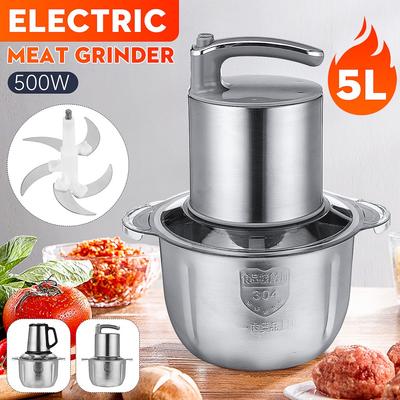 Picadora Eléctrica de Acero Inoxidable de 500W Picadora de Carne Picadora Procesador de Alimentos Rebanadora Picadora de Alimentos Vegetales Máquina Rebanadora 220V 5L