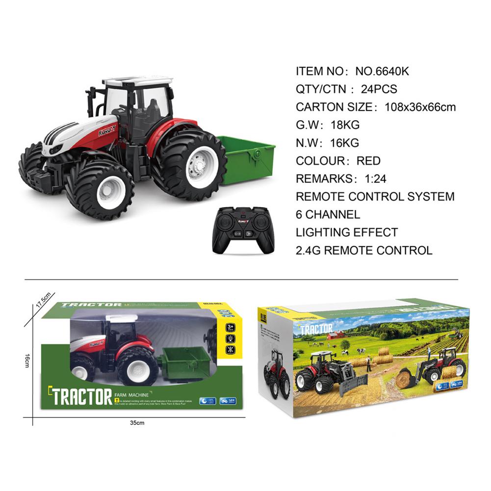 1:24 Remote Control Car For Kids Simulation Electric Farmer Harvester Tractor Model With Lights Christmas Gifts For Boys Girls
