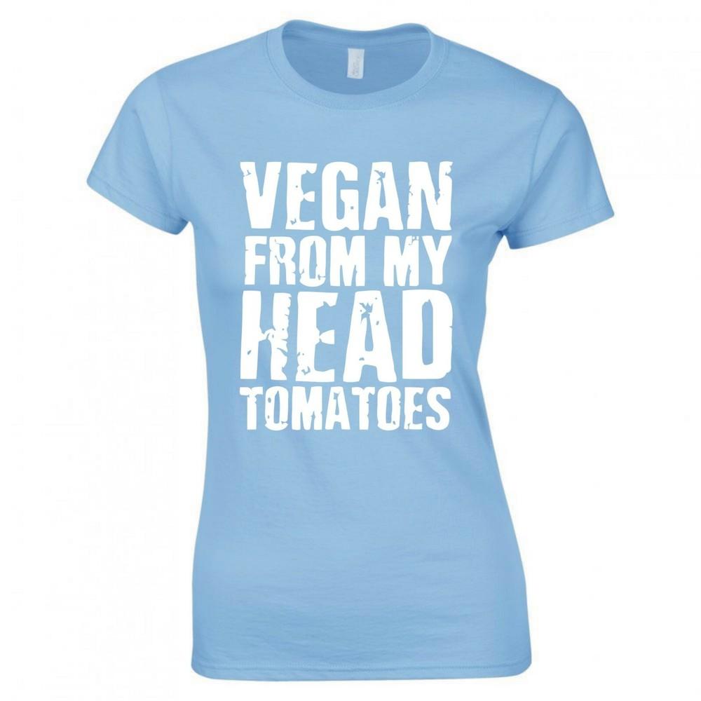 Vegan From My Head Tomatoes Ladies Skinny Fit TShirt S