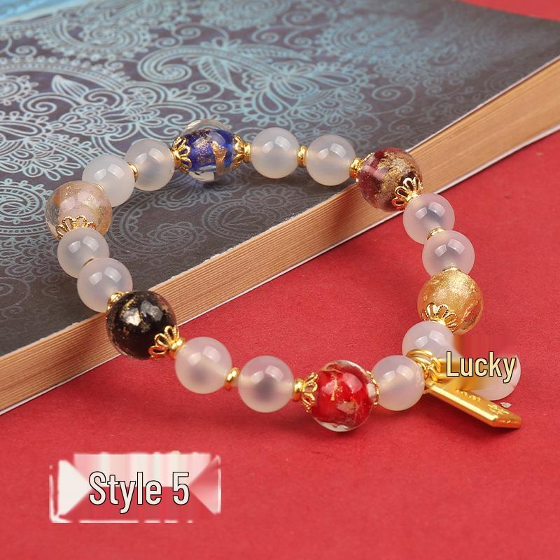 

High-End Women s Summer Candy Agate Beaded Bracelet for Wealth & Safety with Scenic Area Incense Ash Beads