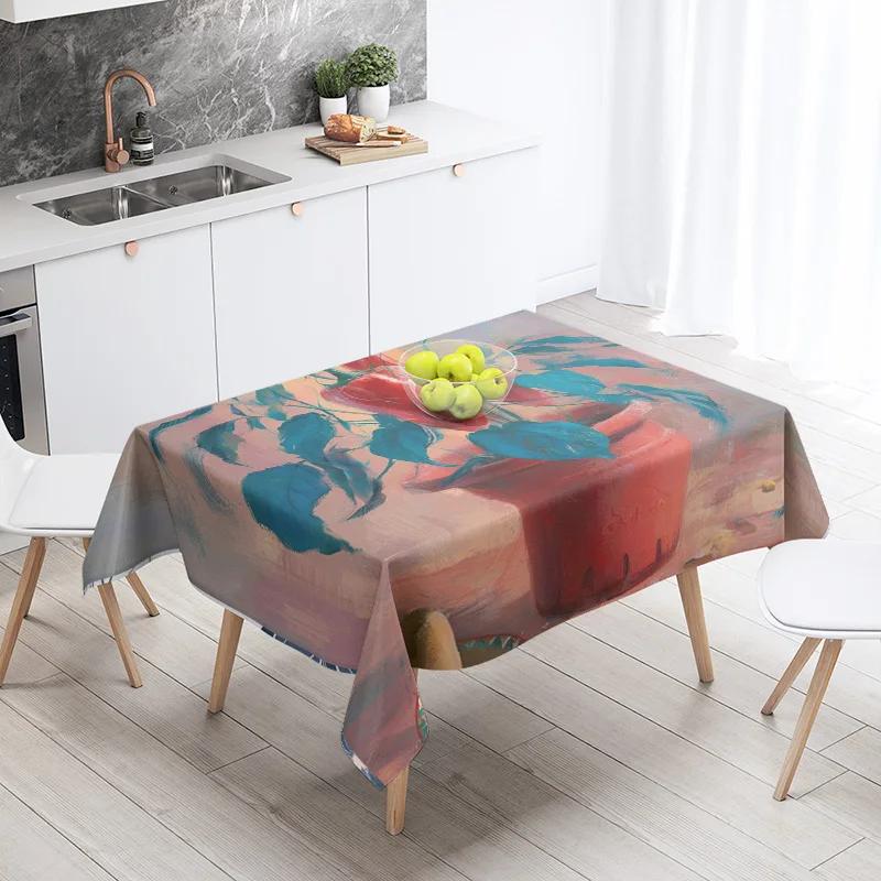 New Abstract Tea Tablecloth Waterproof and Oil-proof Dining Tablecloth Nordic Wind Bar Tablecloth Home Decoration