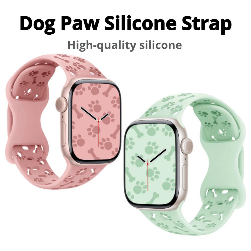 Correa de Silicona con Huella de Pata de Perro para Correa de Apple Watch 49mm 46mm 42mm 44mm 41mm 40mm 38mm Pulsera Series 10 9 8 7 SE 6 5 4 3 Ultra2