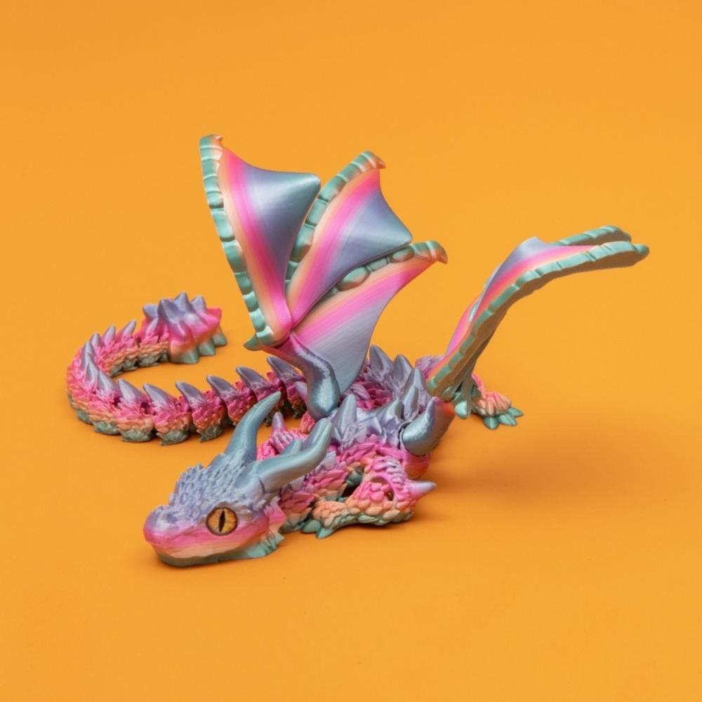 3D Printed 3D Printed Dragon Figurine Winged Design Multi-Jointed Movable Winged Carriage Dragon Dragon Toy Home Decoration