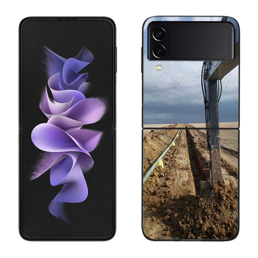 Construction Machinery Excavator Phone Case For Samsung Z Flip 7 6 5G Galaxy Z Flip 5 4 3 Black Hard Cell Cover Luxury PC Shell
