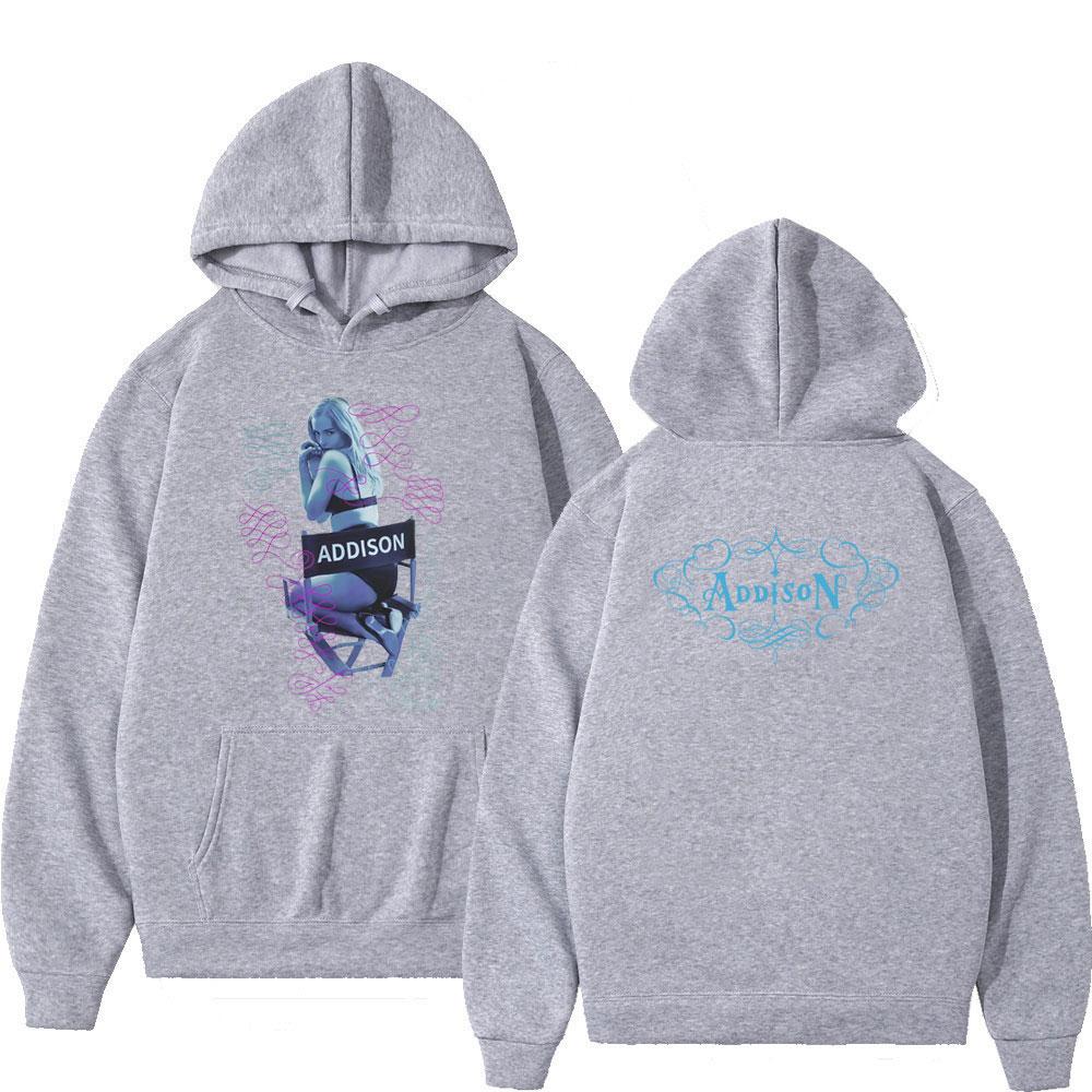 Addison Rae Double-sided Print Vintage Hoodies Men Women Oversized Fashion Clothing Long Sleeve Fashion Aesthetics Sweatshirts