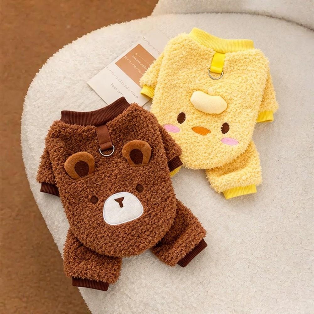 Soft Fleece Four Legged Plush Coat Warm Cat Thermal Clothing Dog Plush Jumpsuit  Outdoor
