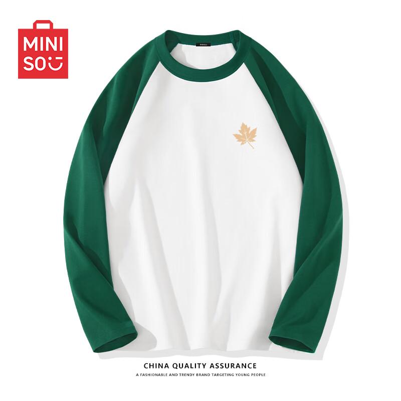 MINISO Men s American Retro Heavyweight Cotton Raglan Long-Sleeve T-Shirt 2XL