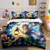 "Fairy-Inspired Stained Glass Set" kid's and adults' bedroom decor, Exquisite three-piece bedding set gift