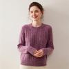 Women's Thickened Cashmere Sweater: Round Neck, Long Sleeve, Loose Fit, Knit Base Layer for Autumn and Winter.