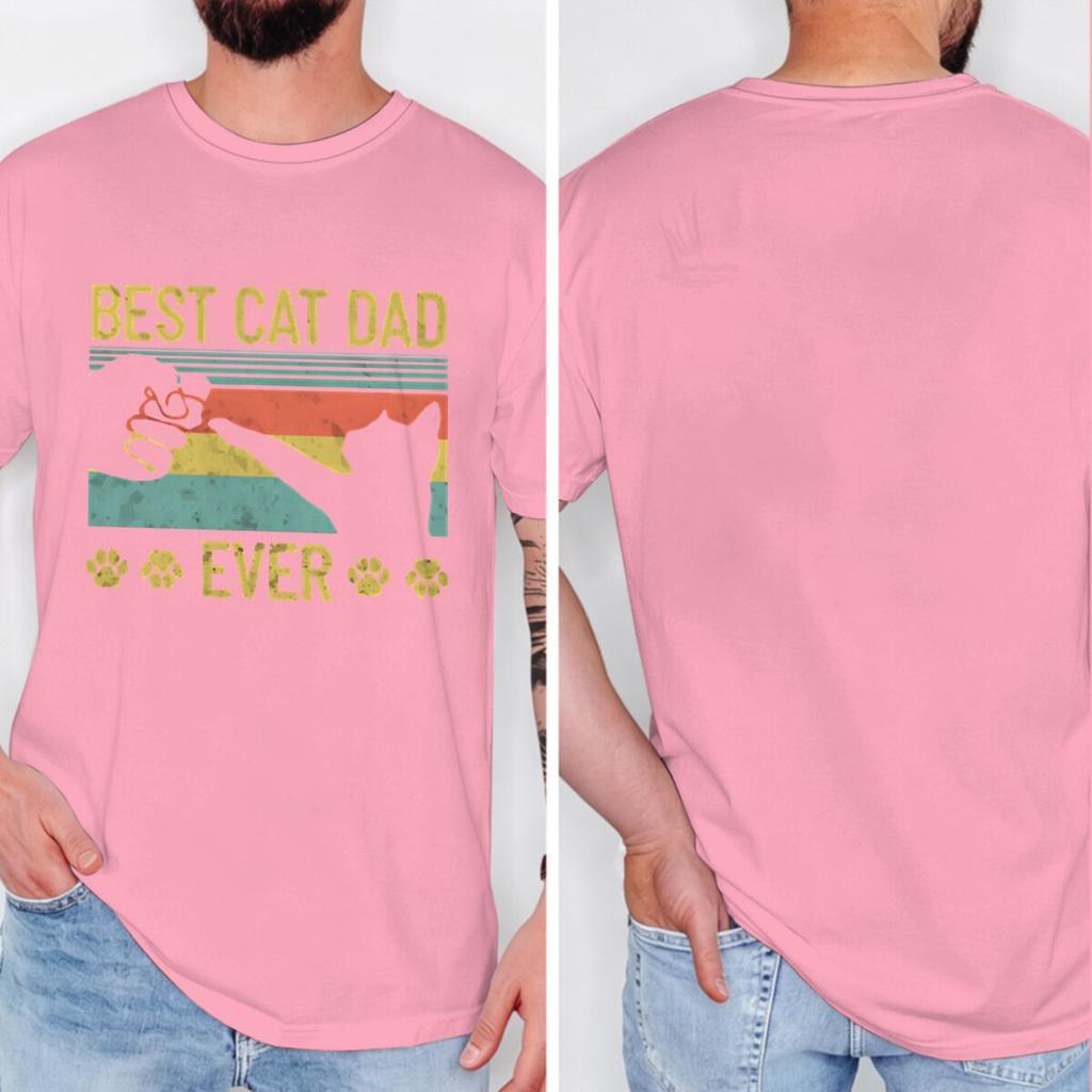Funny Cat Dad Fashion Summer Tops Best Cat Dad Ever Tshirt For Unisex Fathers Day Gift New Crew Neck Tshirts