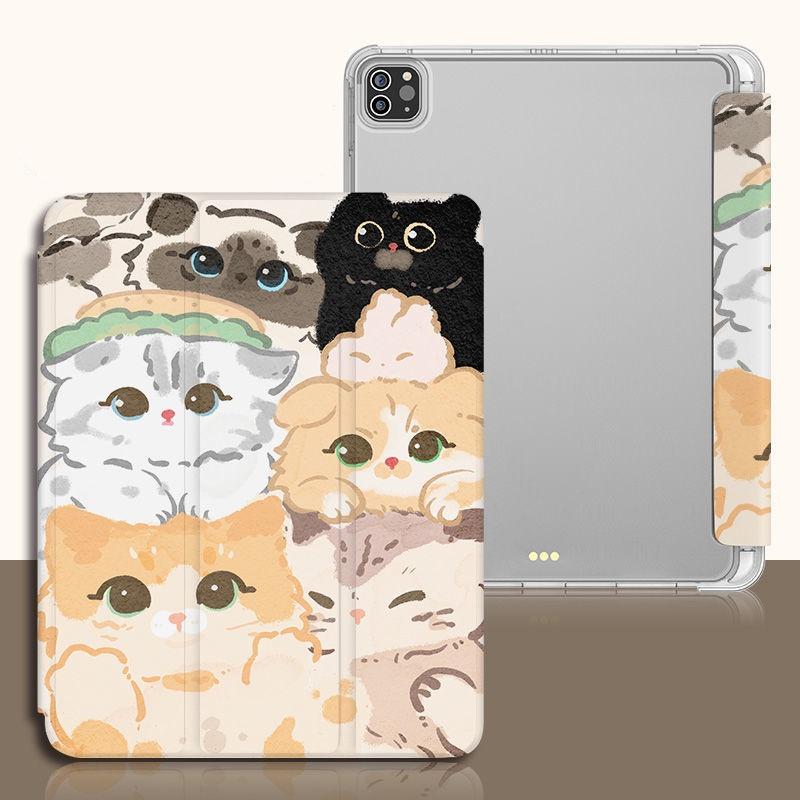 Para iPad 9.7 2018/17 Cute Cat Air3 10.5 PRO11 2020/21 iPad Mini4/5 10.2 Gen9 Gen8/7 Gen6/5 Pro 10.5 Air 2/1 Flip Stand Silicone Capa protetora