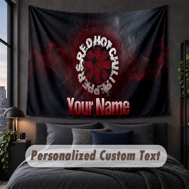 Arazzo Personalizzato con Nome Testo, Appeso a Parete Decorativo Red Hot Chili Peppers, Arazzo di Sfondo per Casa Camera da Letto