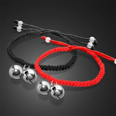 Couple Bell Hand Rope Platinum Plated Silver Jewelry Bracelet Popular Women'S Bracelet Natal Red Rope Jewelry