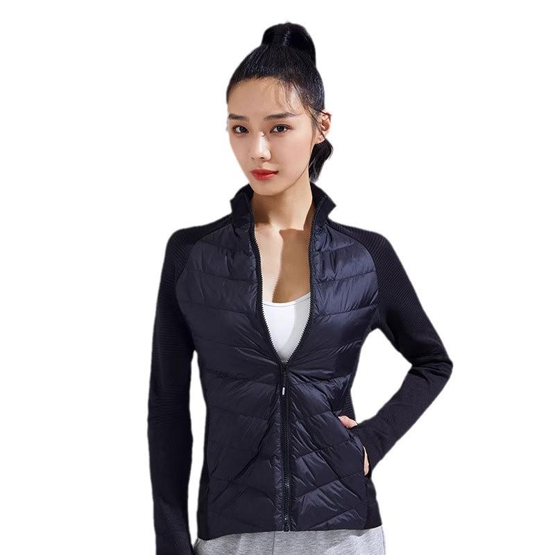 Dámská ultralehká sportovní bunda z kachního peří - Slim střih, krátká, stojáček, pro podzimní/zimní outdoorové aktivity