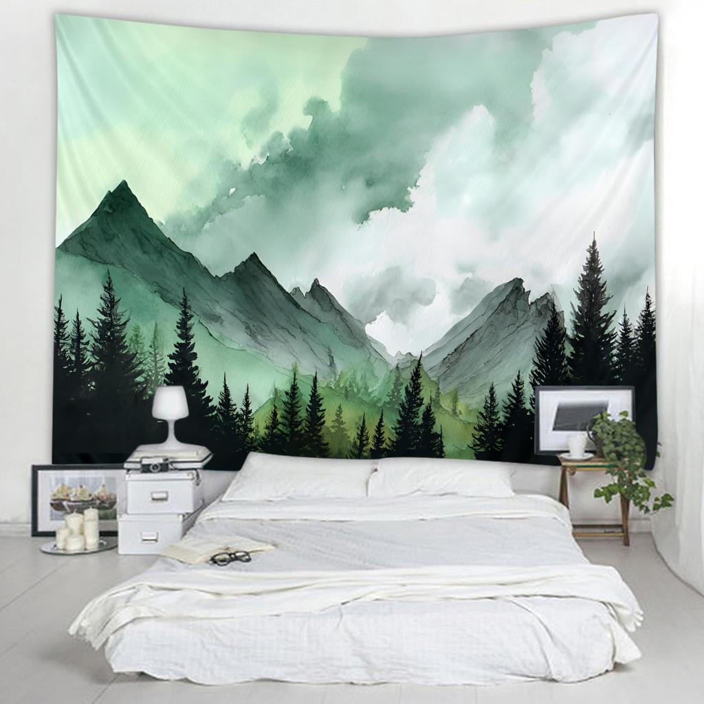 Vibrant Giant Monarch Butterfly Tapestry, Colorful Wildflower Meadow Cloud Sky Nature Art Wall Cloth For Bedroom Fresh Decor