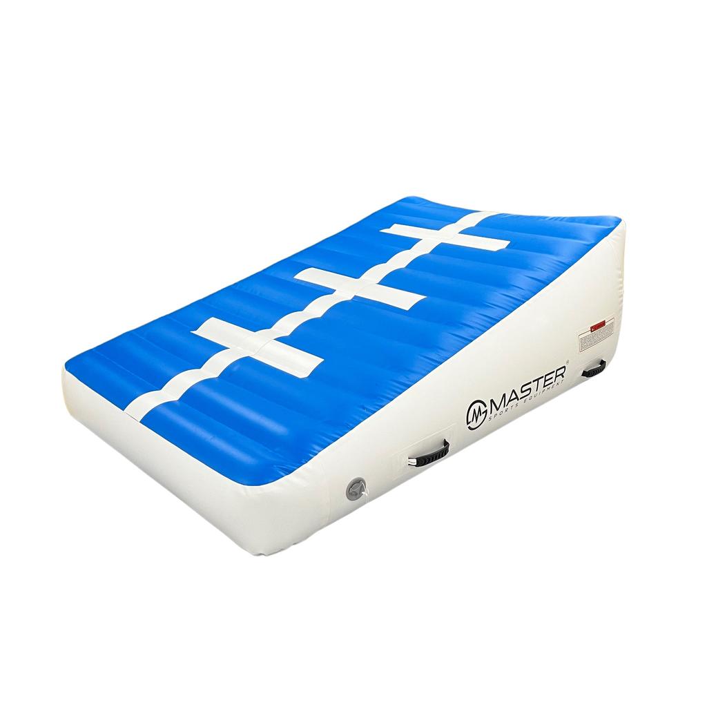 Inflatable Inclined Gymnastic Mat Master 180 X 120 X 20-65 Cm - Blue And White