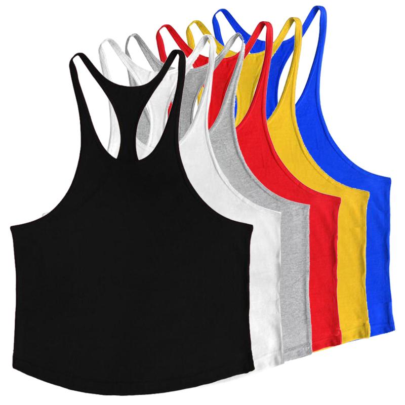 Muscleguys Men's Basic Solid Color Cotton Gym Tank Tops Sleeveless Y-Back Bodybuilding Vests Muscle Training Athletic Workout Undershirt