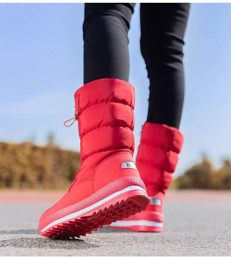 Fashion Winter Thick Women's Snow Boots Warm Plush Mid-calf Boots Non Slip Waterproof Platform Snow Boot Casual Female 2025 New