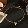 European and American Simple Love Stainless Steel Necklace Women's 14K Gold-plated Personalized Hip-hop Versatile English Heart-shaped Necklace