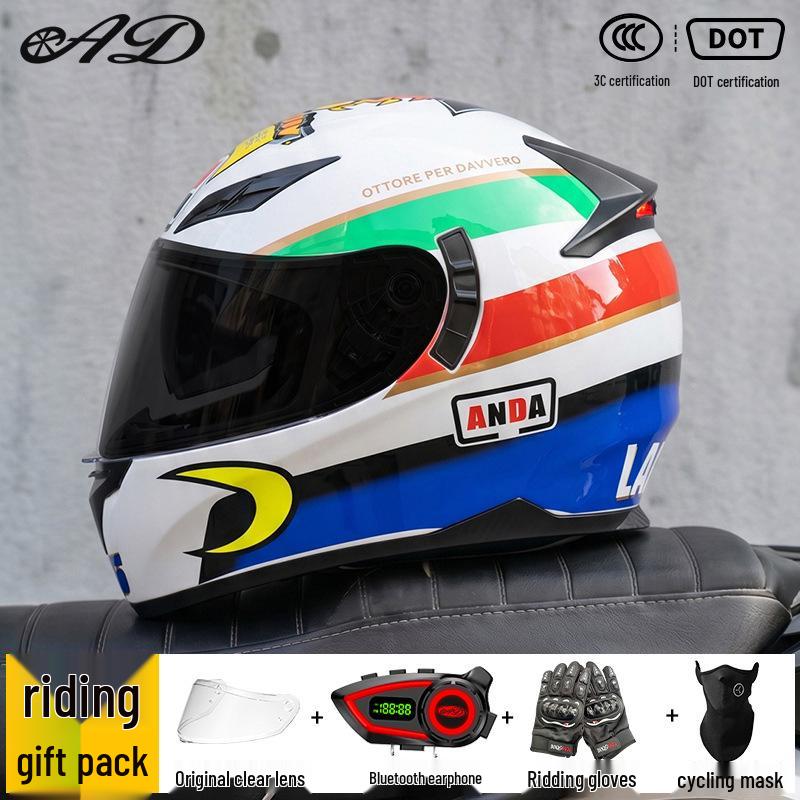 Bluetooth Smart Taillight Flip-Up Motorcycle Helmet for Men & Women - All-Season, Electric Vehicle, Off-Road