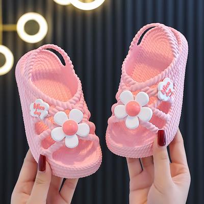 Summer Aged 2-8 Children Slippers Flower Pattern Lithe Comfort Sandal For Girls Non-slip Seabeach Flip Flops Home Kids Shoes