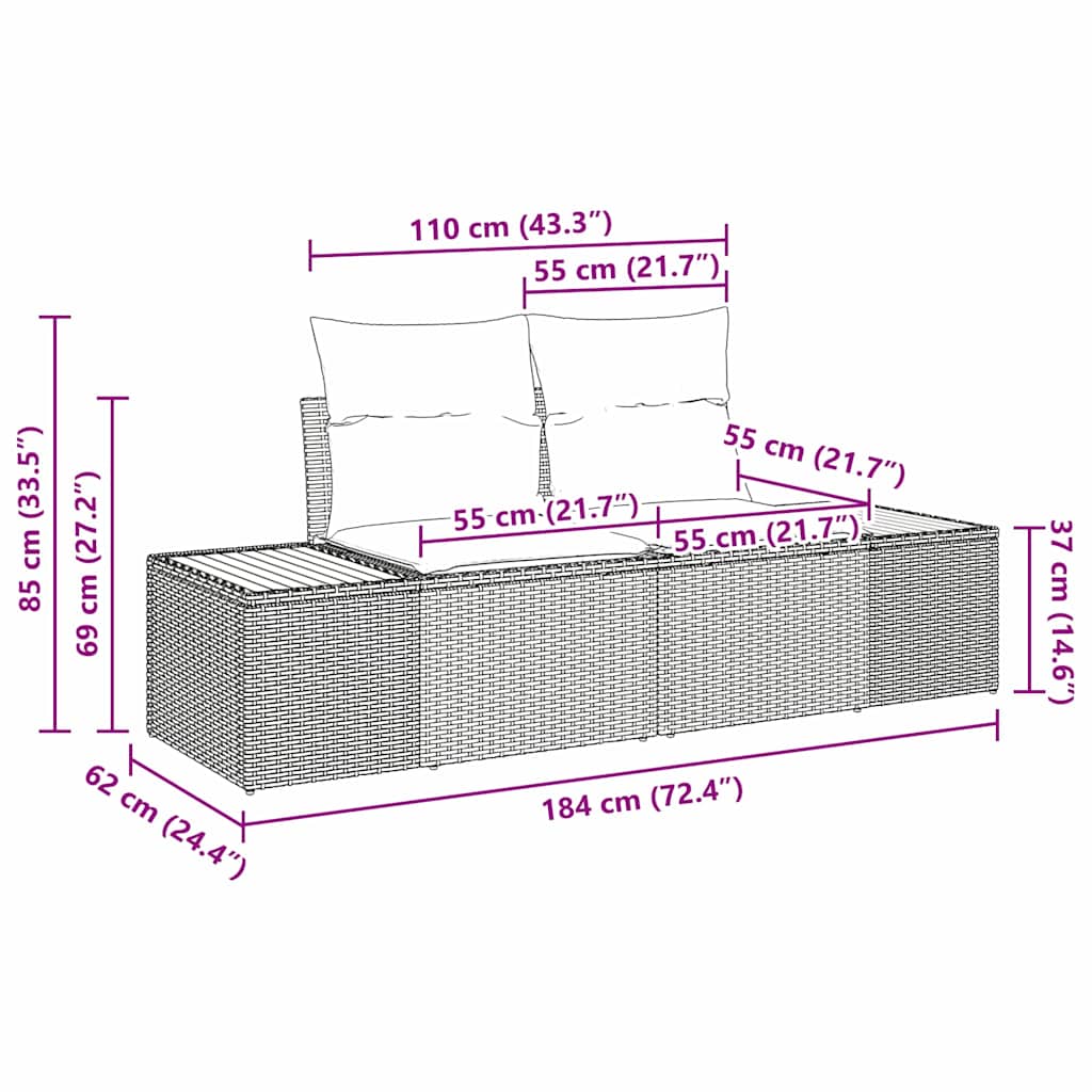 Garden Sofa Beige 184 X 62 X 85 Cm Poly Rattan