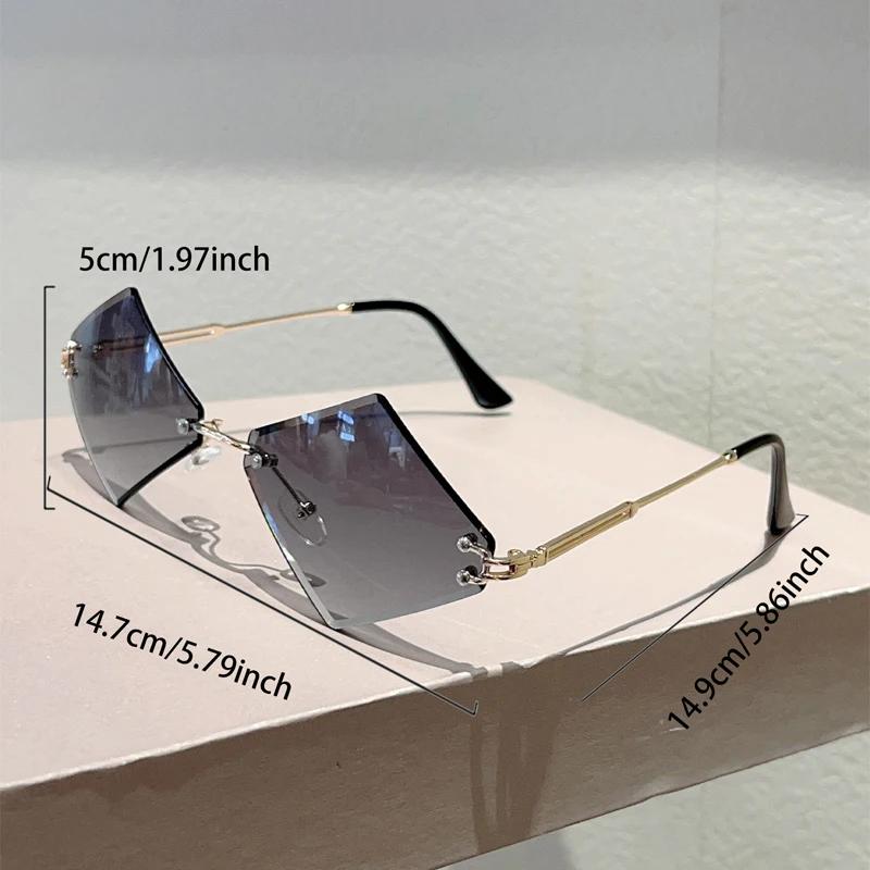 Rimless Lozenge Sunglasses  New In Stylish Gradient Sun Glasses Men Women Trendy Vintage Brand Design Casual Shades