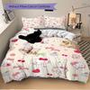 3pcs Dessert Hello Kitty Bedding Set, Including 1 Quilt Cover and 2 Pillow Shams,Soft and Comfortable Home Bedroom .W033