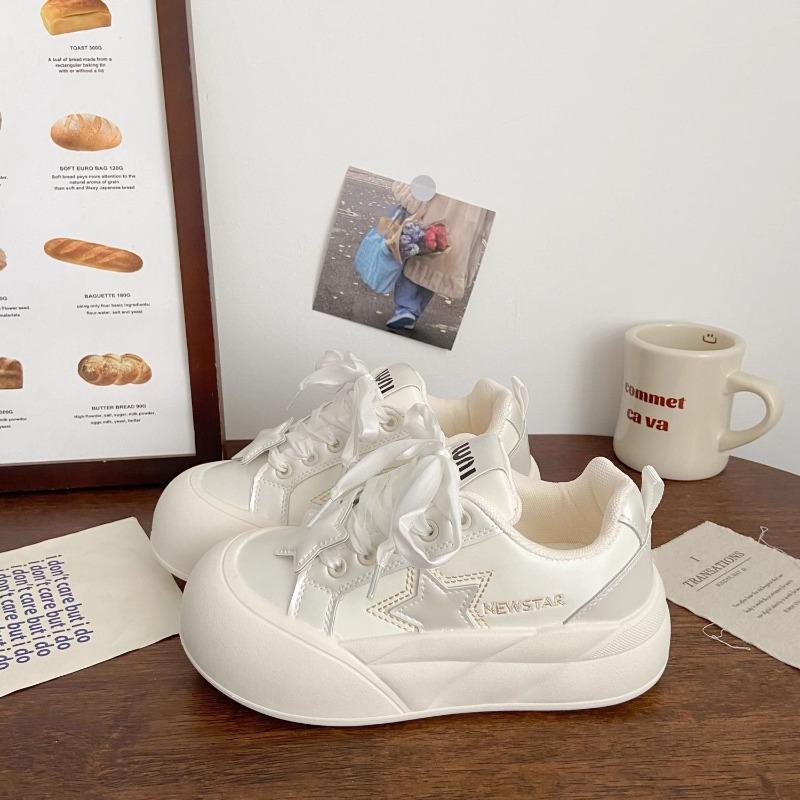 Fat Fufu Platform Star Board Shoes Female Autumn Students Retro Heightening Casual White Shoes