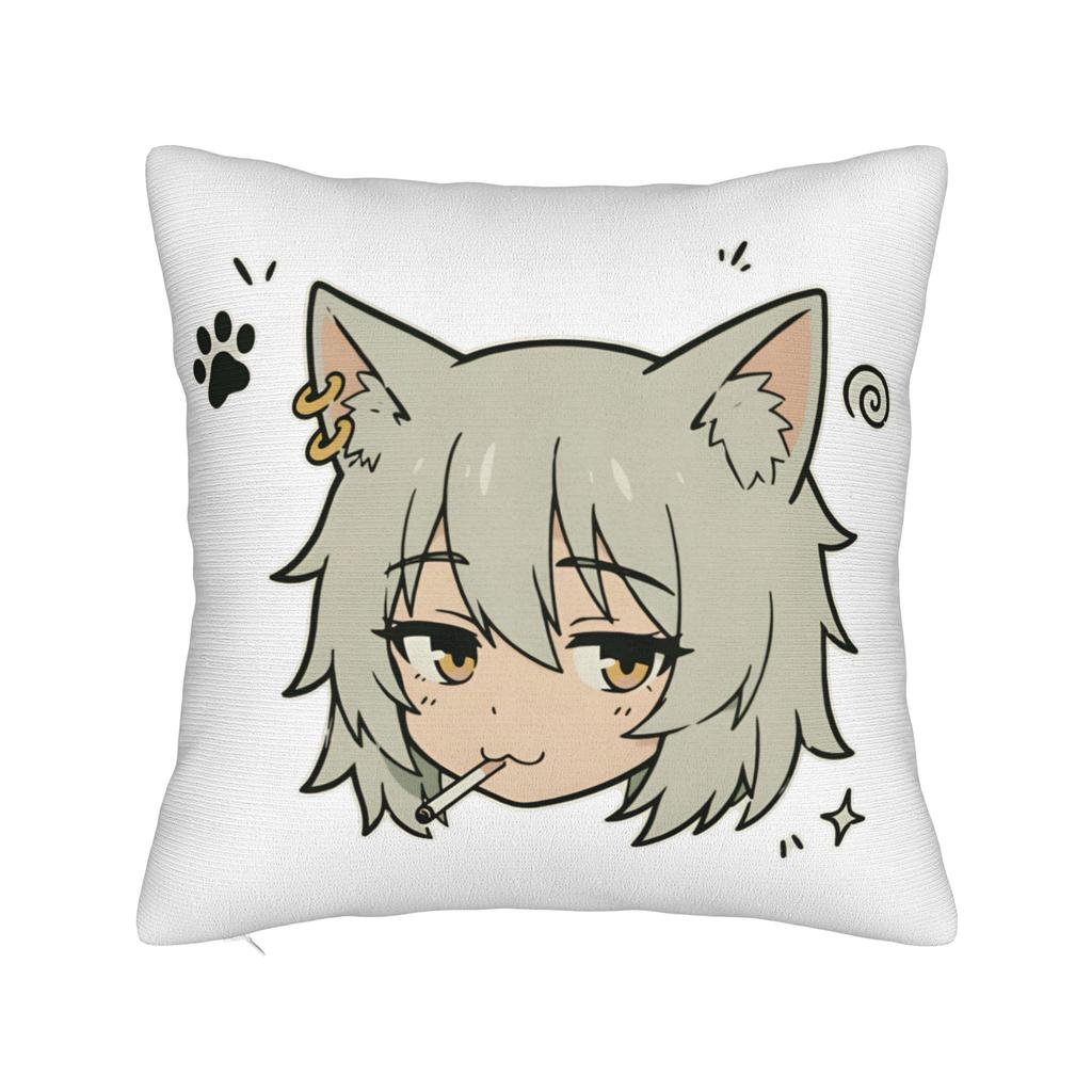 Y-Yanineko Anime Pillowcase Printing Polyester Cushion Cover Decorations Chainsmoker Cats Throw Pillow Case Cover
