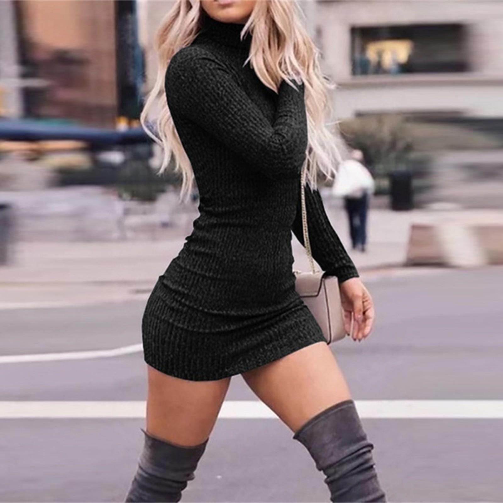 

Женская мода с высоким воротом и длинным рукавом, трикотажная нижняя рубашка, сексуальное платье с запахом на бедрах XL винный