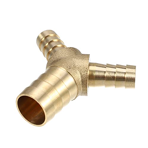 X AUTOHAUX Engine Hose Fitting Connector Y-Shaped Hose Fitting Reducer Universal 16-10-10mm 3 Way for Fuel Air Water Gas Oil Pipe Brass Gold