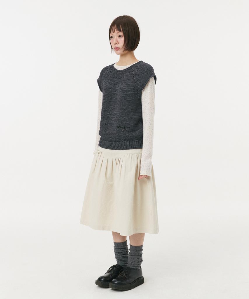 Ohesio Weaving Pocket Cap-Sleeve Knit, Charcoal