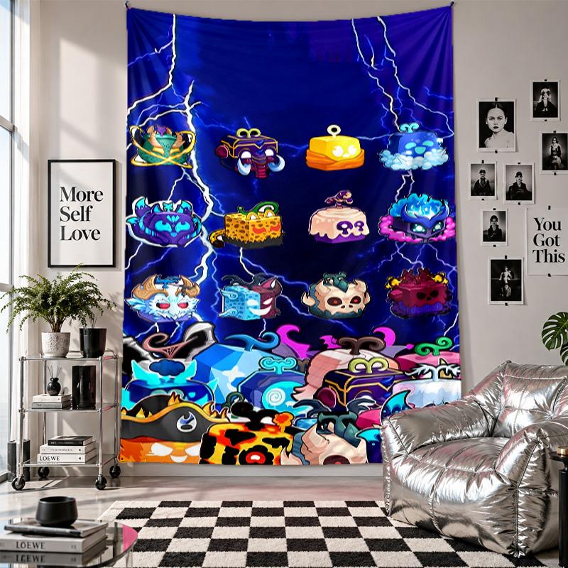 Wall TapestryBlox Fruits Art Hanging Cloth Decorative Background Cover for Room Decoration
