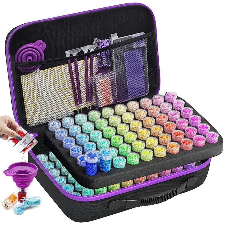 30/60/120/240 Grids Diamond Painting Storage Box Set Portable Bead Organizer with Tool Kit for DIY Craft Art Mosaic Artists