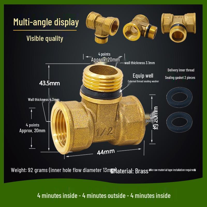 Copper Union with Inner/Outer Threads, Double Inner Thread Water Heater Connector Tee/Elbow Nipple, 46mm & 1" Thread, Different Diameters.