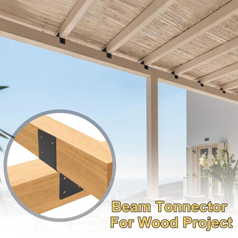 4 Stuks Houten Huis Hanger Verbindingspaal Lichtpaal Stalen Frame Ankers Connector Paaldoppen Bevestigingsbeugel voor Paal aan Balk Einde Duurzaam