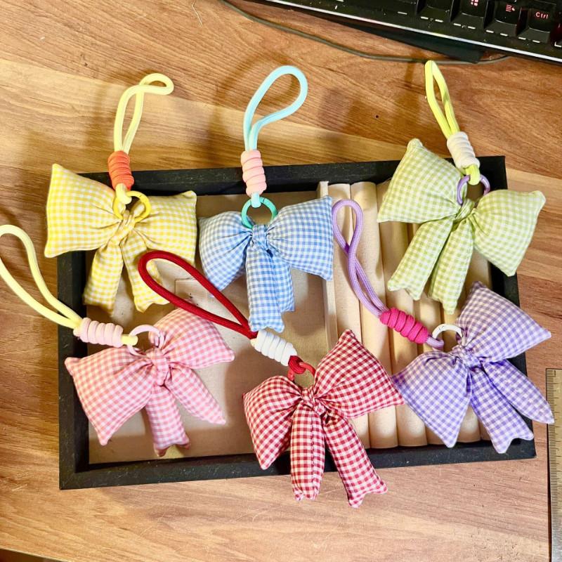 Elegant Multipurpose Bowknot Tie Keychain Charm Sturdy Farbic Fashion Accessory for Women's Bags and Purses Daily Use