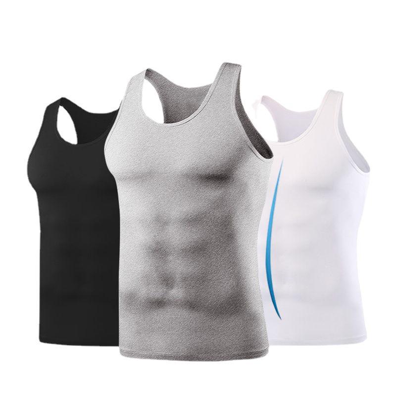 Men's Plus Size Breathable Stretch Tank Top - Trendy Solid Color Sports Vest