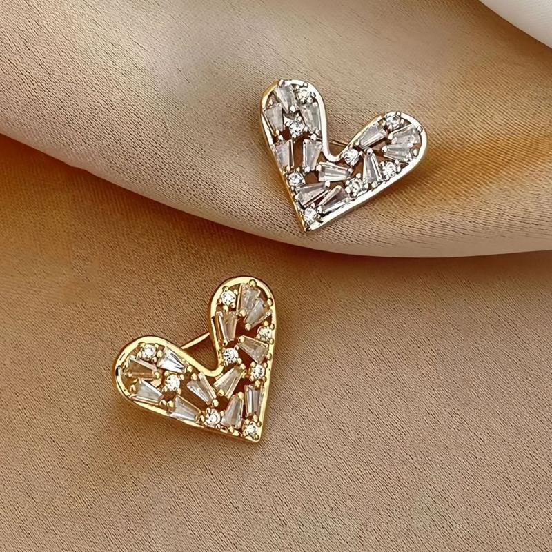 Romance Alloy Heart Brooch Decoration With Zircon Ideal For Dresses And Formal Attire