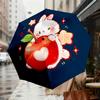 Entzückliches Kaninchen mit Apfel-Regenschirm: Ein perfektes Geschenk für Outdoor-Abenteuer - Automatisches Öffnen und Schließen, Leichtes und Langlebiges Reiseaccessoire 048